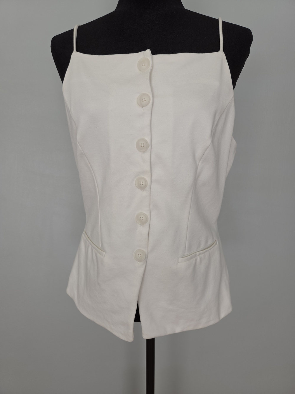 Sunday in Brooklyn Cream Button-Front Spaghetti Strap Top